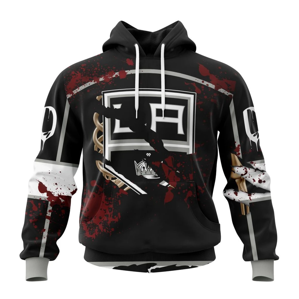 Hoodie NHL Los Angeles Kings, Specialized Design Jersey With Your Ribs For Halloween QTNHL080524A3508HD