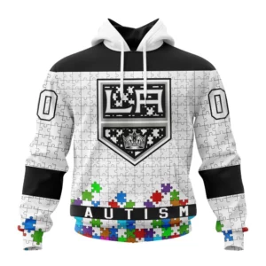 Hoodie NHL Los Angeles Kings, Specialized Unisex Kits Hockey Fights Against Autism QTNHL080524A2661HD