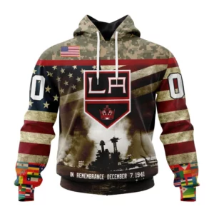 Hoodie NHL Los Angeles Kings, Specialized Unisex Kits Remember Pearl Harbor QTNHL080524A2985HD