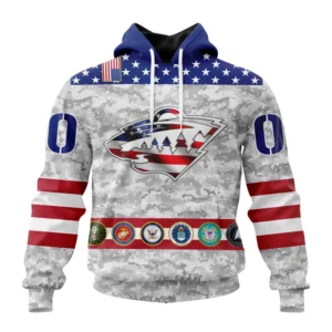 Hoodie NHL Minnesota Wild Armed Forces Appreciation St2201 QTNHL080524A2770HD