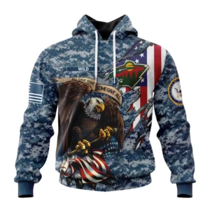 Hoodie NHL Minnesota Wild Honor Us Navy Veterans St2202 QTNHL080524A3152HD