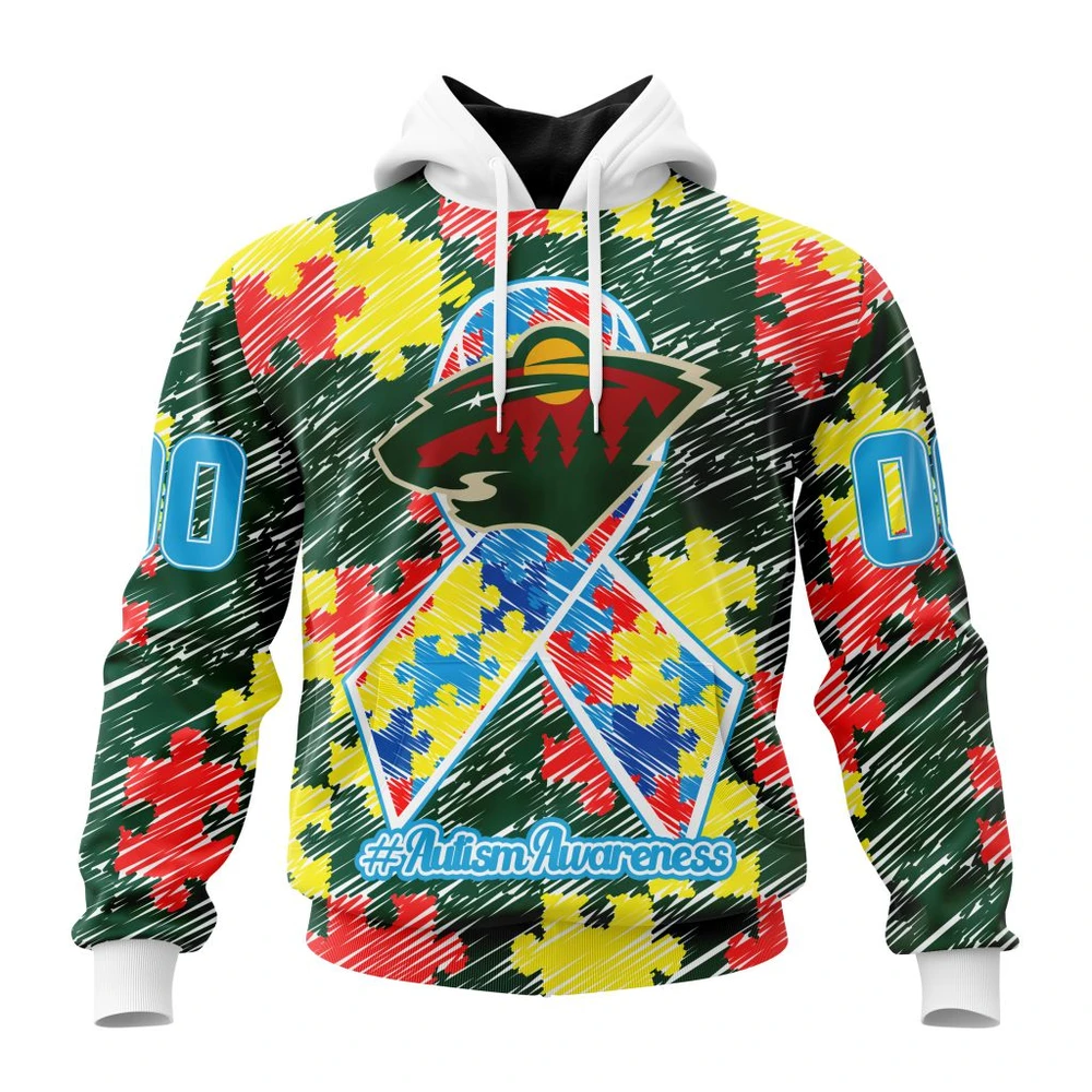 Hoodie NHL Minnesota Wild Special Autism Awareness Design St2201 QTNHL080524A2475HD