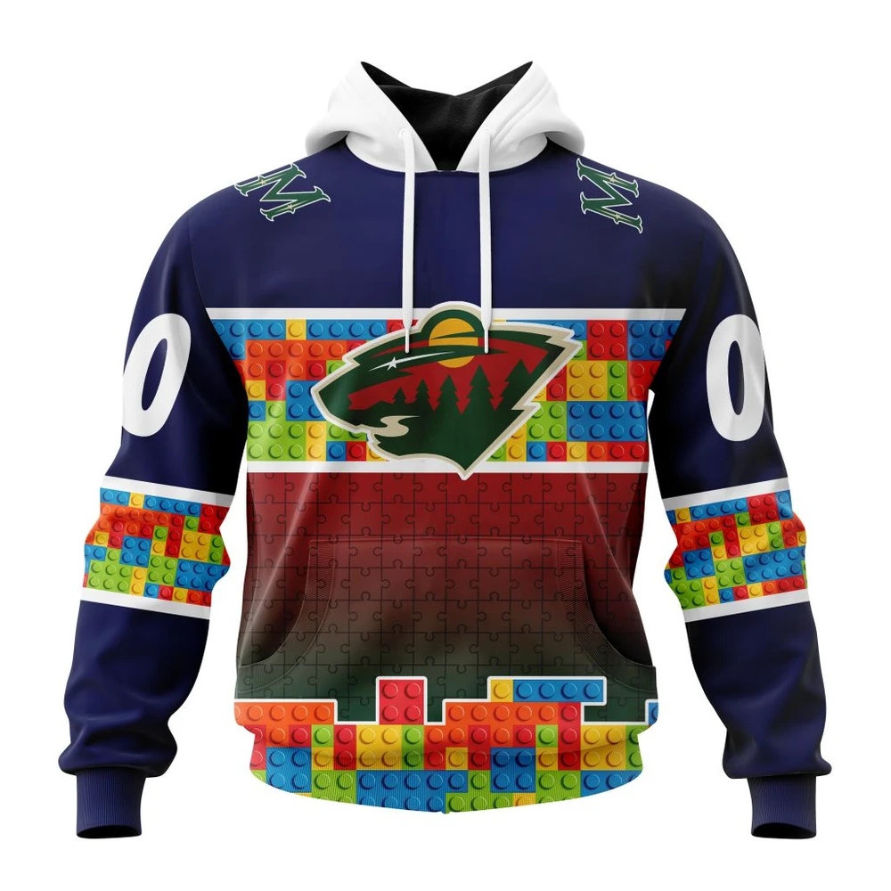 Hoodie NHL Minnesota Wild Special Autism Awareness Design V2301 QTNHL080524A2238HD
