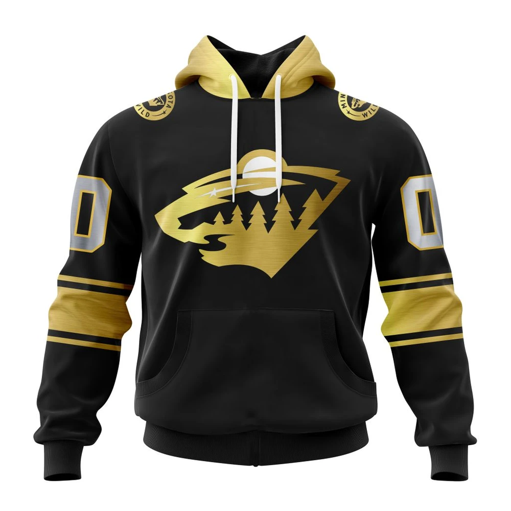 Hoodie NHL Minnesota Wild Special Black And Gold Design St2401 QTNHL080524A771HD