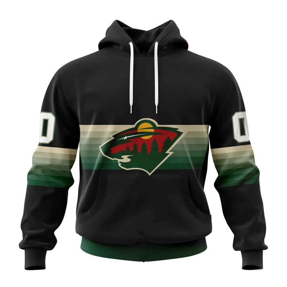 Hoodie NHL Minnesota Wild Special Black And Gradient Design St2301 QTNHL080524A1409HD