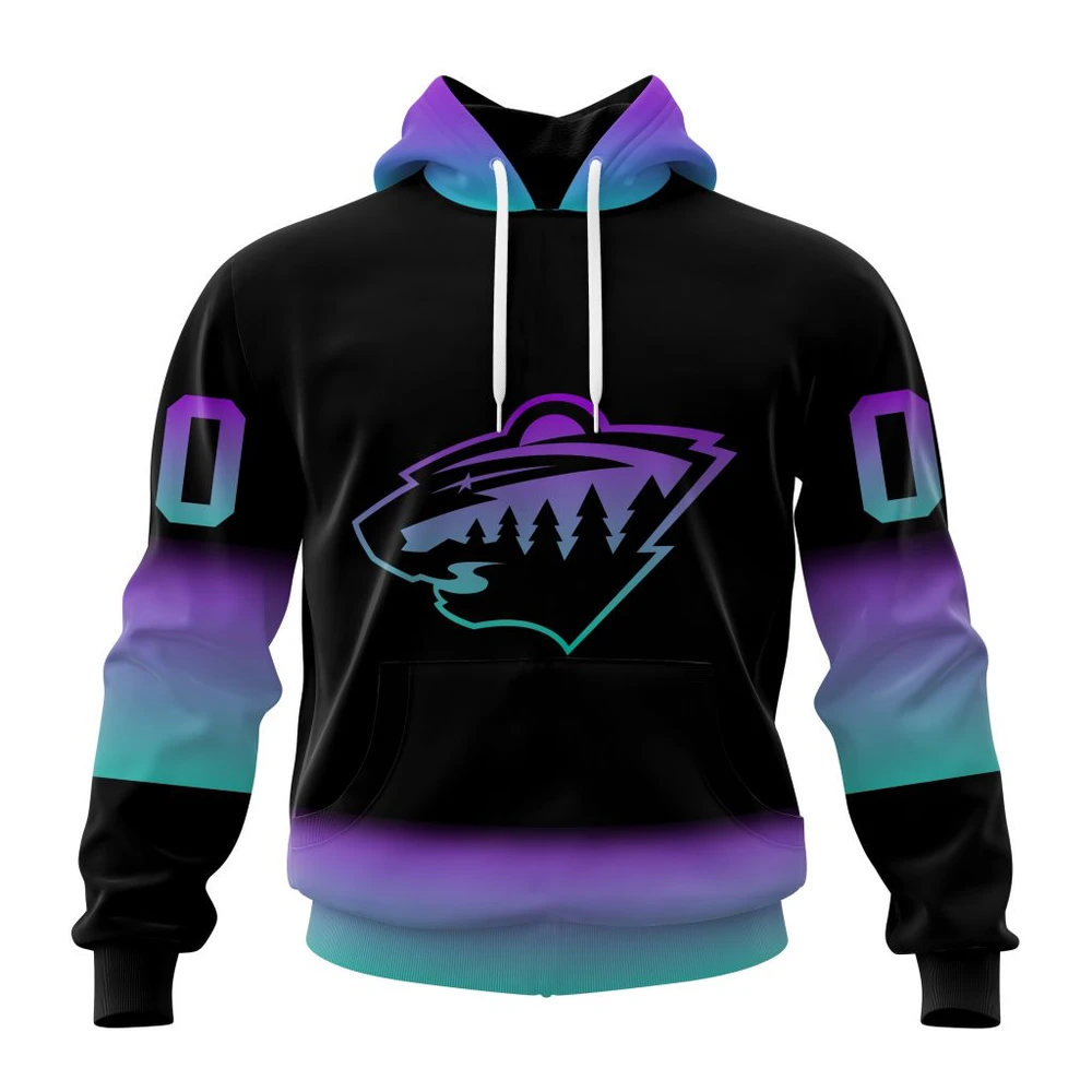 Hoodie NHL Minnesota Wild Special Blackout Design St2401 QTNHL080524A599HD