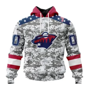 Hoodie NHL Minnesota Wild Special Camo Design For Veterans Day St2301 QTNHL080524A1804HD