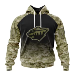 Hoodie NHL Minnesota Wild Special Camo Design For Veterans Day St2302 QTNHL080524A225HD