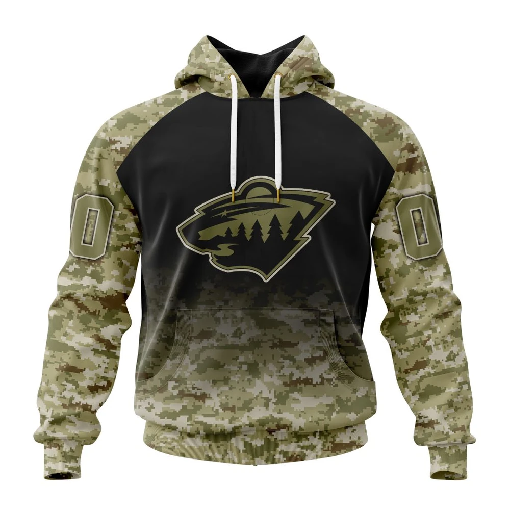 Hoodie NHL Minnesota Wild Special Camo Design For Veterans Day St2302 QTNHL080524A225HD