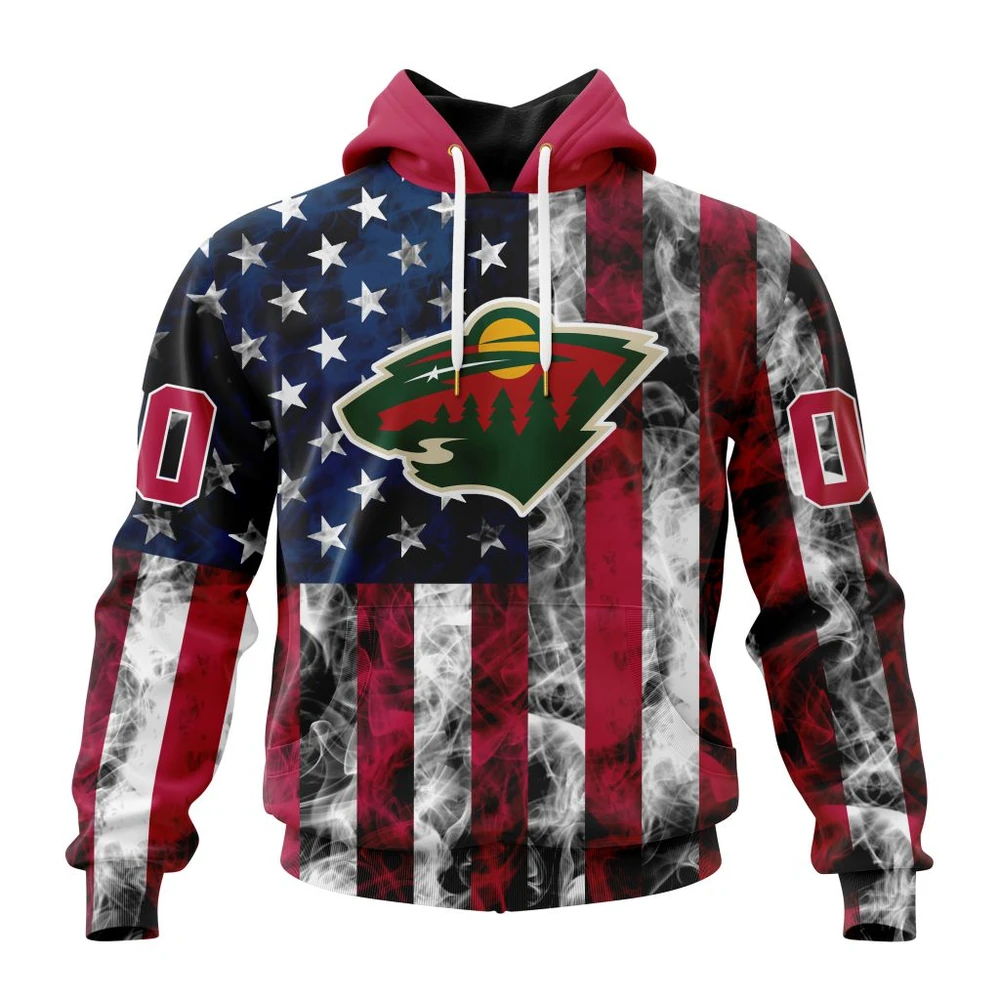 Hoodie NHL Minnesota Wild Special Design For Independence Day The Fourth Of July St2401 QTNHL080524A489HD