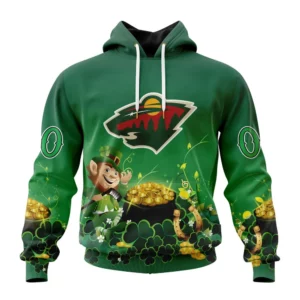 Hoodie NHL Minnesota Wild Special Design For St. Patrick&apos;s Day St2403 QTNHL080524A901HD