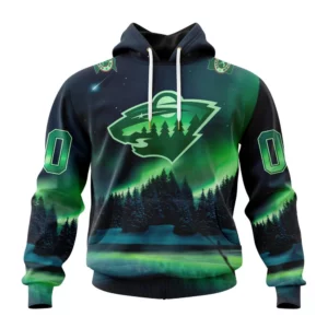 Hoodie NHL Minnesota Wild Special Design With Northern Lights St2303 QTNHL080524A1261HD