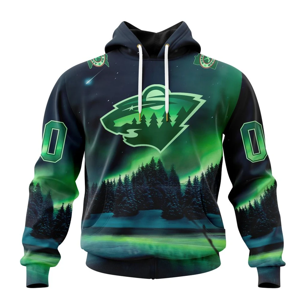 Hoodie NHL Minnesota Wild Special Design With Northern Lights St2303 QTNHL080524A1261HD