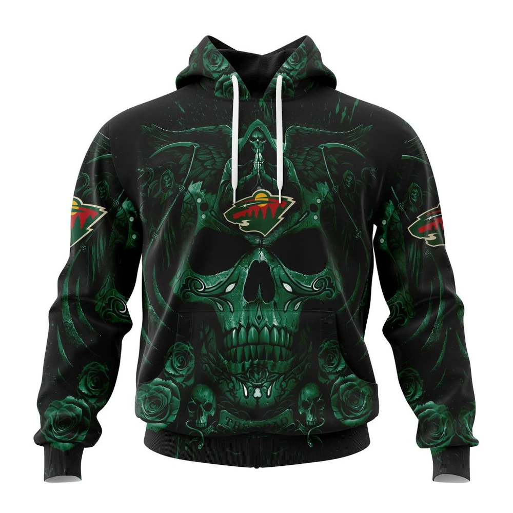 Hoodie NHL Minnesota Wild Special Design With Skull Art St2203 QTNHL080524A3126HD