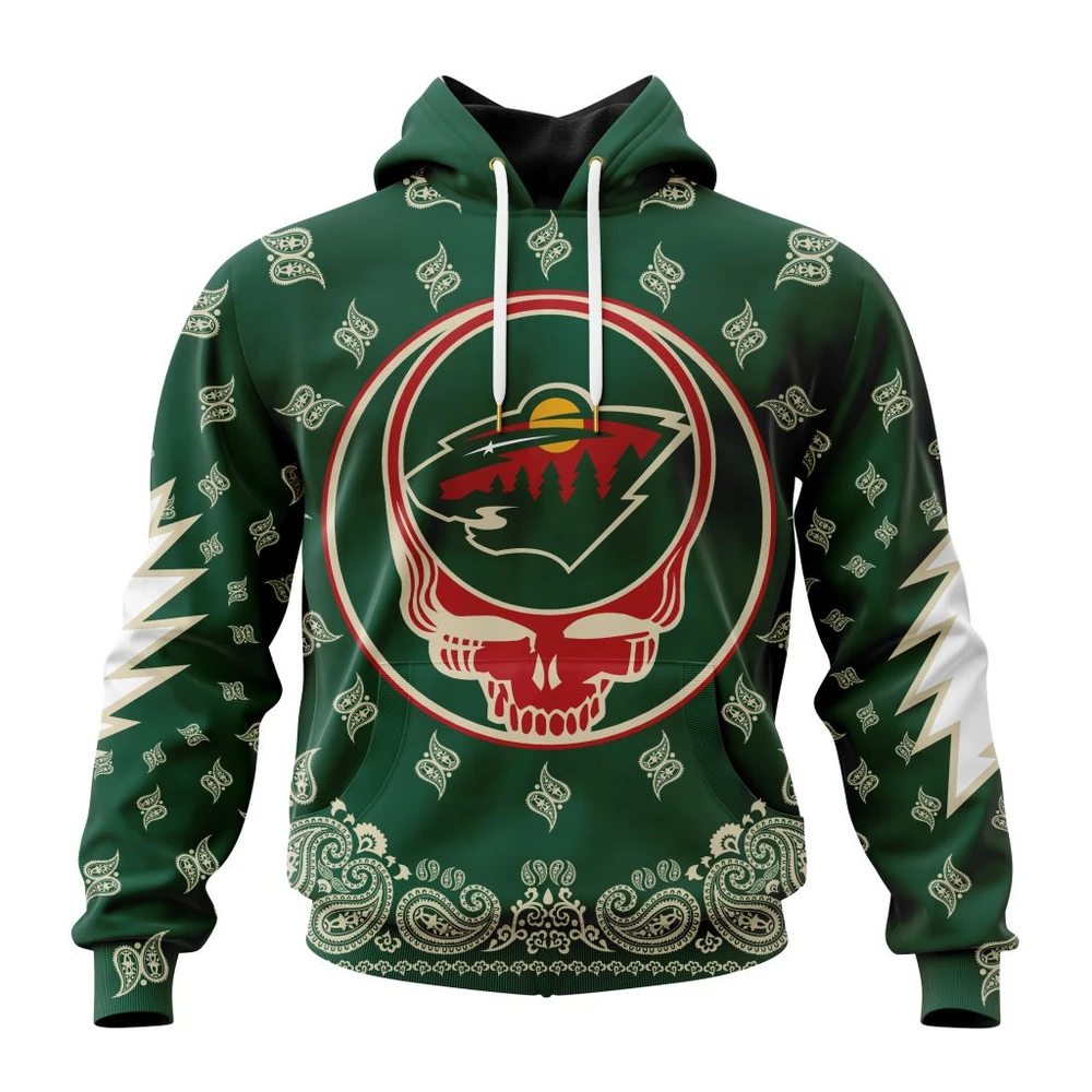 Hoodie NHL Minnesota Wild Special Grateful Dead Design St2303 QTNHL080524A1911HD