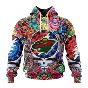 Hoodie NHL Minnesota Wild Special Grateful Dead Design St2304 QTNHL080524A1889HD