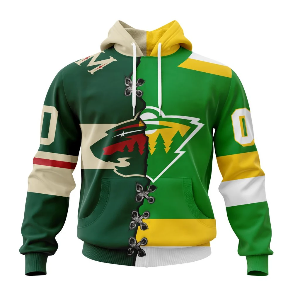 Hoodie NHL Minnesota Wild Special Home Mix Reverse Retro Personalized Kits QTNHL080524A932HD