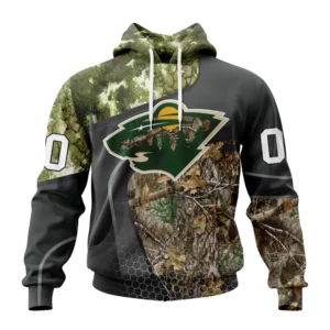 Hoodie NHL Minnesota Wild Special Hunting Camo Design St2302 QTNHL080524A179HD