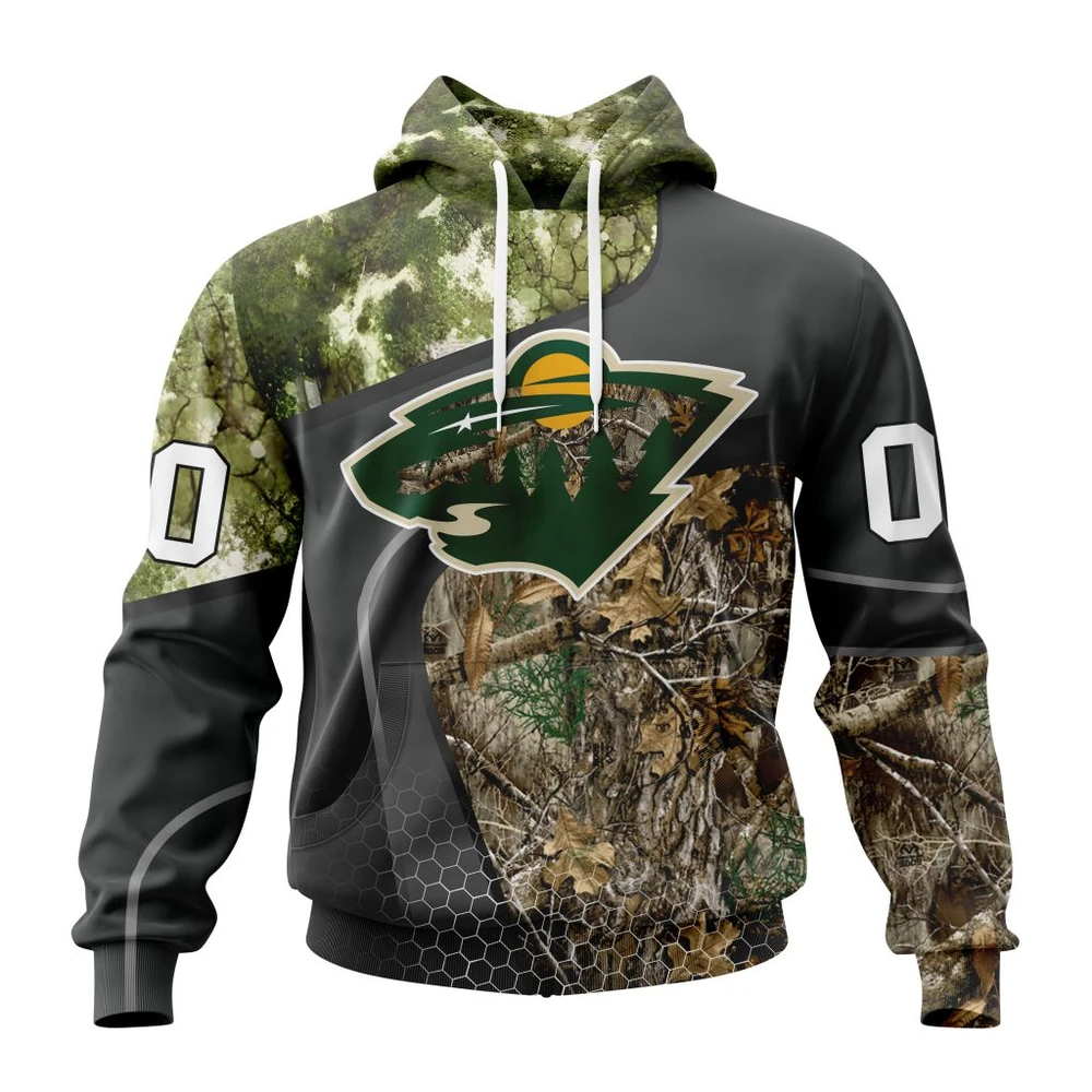 Hoodie NHL Minnesota Wild Special Hunting Camo Design St2302 QTNHL080524A179HD