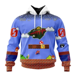 Hoodie NHL Minnesota Wild Special Kits With Super Mario Game Design QTNHL080524A2448HD