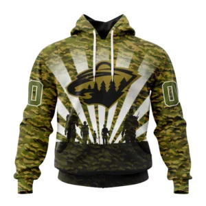 Hoodie NHL Minnesota Wild Special Military Camo Kits For Veterans Day And Rememberance Day St2201 QTNHL080524A3465HD