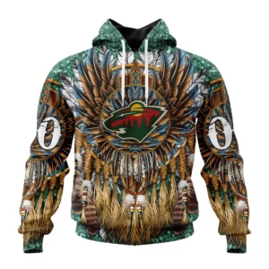 Hoodie NHL Minnesota Wild Special Native Costume Design St2201 QTNHL080524A2739HD