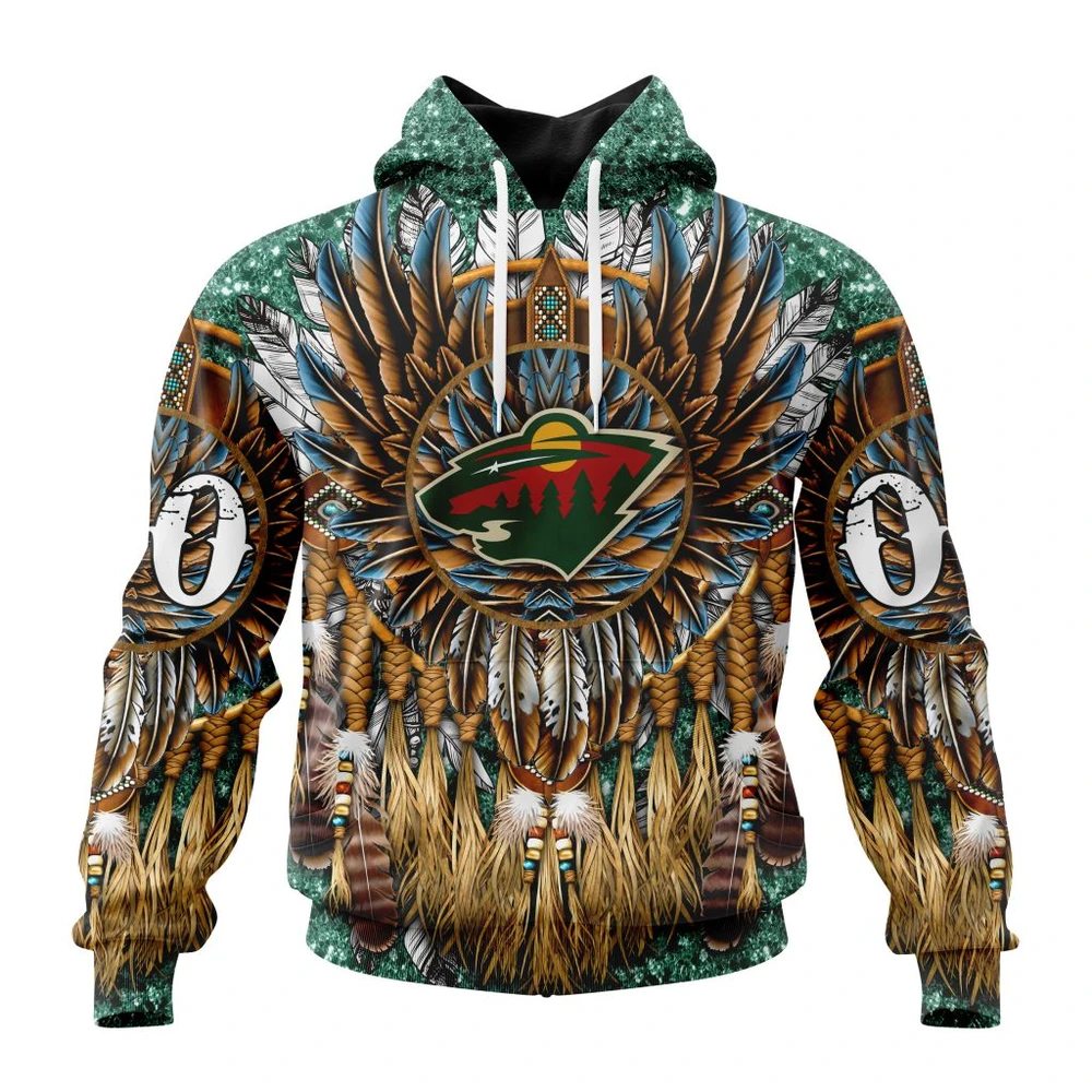 Hoodie NHL Minnesota Wild Special Native Costume Design St2201 QTNHL080524A2739HD