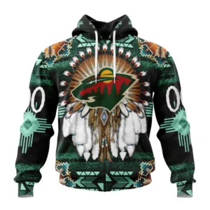 Hoodie NHL Minnesota Wild Special Native Costume Design St2202 QTNHL080524A298HD