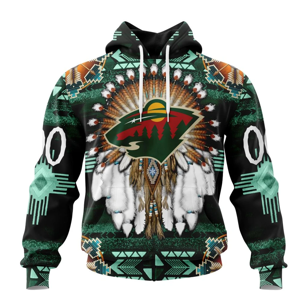 Hoodie NHL Minnesota Wild Special Native Costume Design St2202 QTNHL080524A298HD