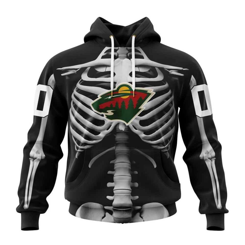 Hoodie NHL Minnesota Wild Special Skeleton Costume For Halloween St2301 QTNHL080524A2028HD
