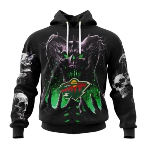 Hoodie NHL Minnesota Wild Special Skull Art Design St2301 QTNHL080524A1215HD