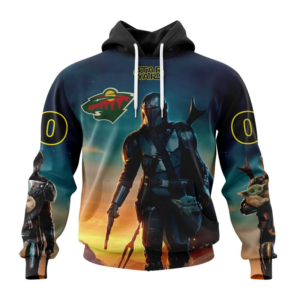 Hoodie NHL Minnesota Wild Special Star Wars The Mandalorian Design St2401 QTNHL080524A704HD