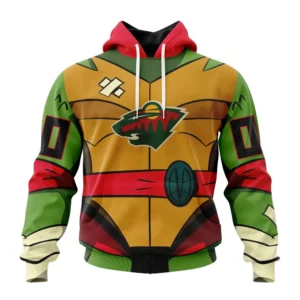 Hoodie NHL Minnesota Wild Special Teenage Mutant Ninja Turtles Design St2301 QTNHL080524A2271HD