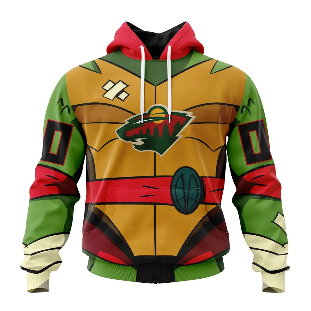 Hoodie NHL Minnesota Wild Special Teenage Mutant Ninja Turtles Design St2301 QTNHL080524A2271HD