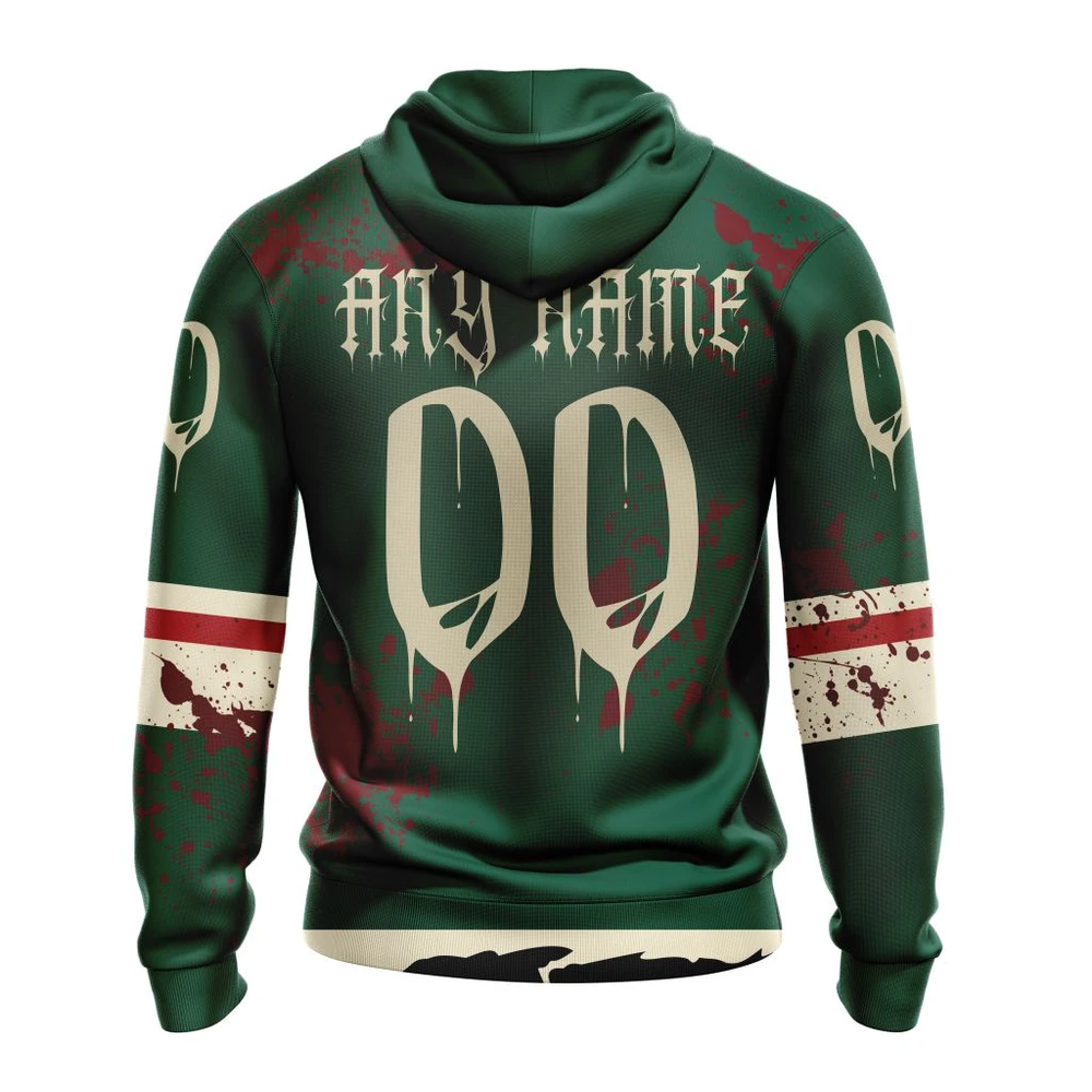 Hoodie NHL Minnesota Wild, Specialized Design Jersey With Your Ribs For Halloween QTNHL080524A3506HD - Image 2