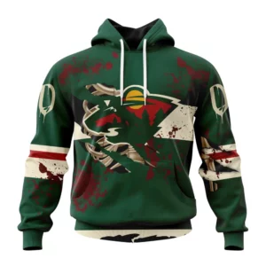 Hoodie NHL Minnesota Wild, Specialized Design Jersey With Your Ribs For Halloween QTNHL080524A3506HD
