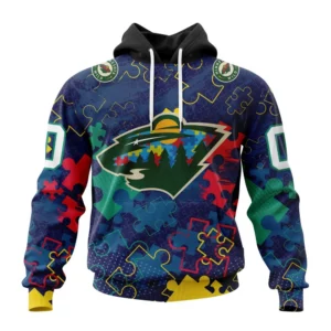 Hoodie NHL Minnesota Wild, Specialized Fearless Aganst Autism QTNHL080524A2628HD