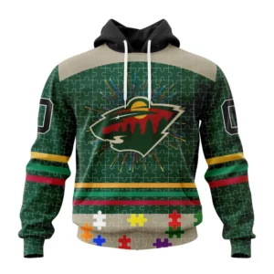 Hoodie NHL Minnesota Wild, Specialized Fearless Aganst Autism V0122 QTNHL080524A2522HD