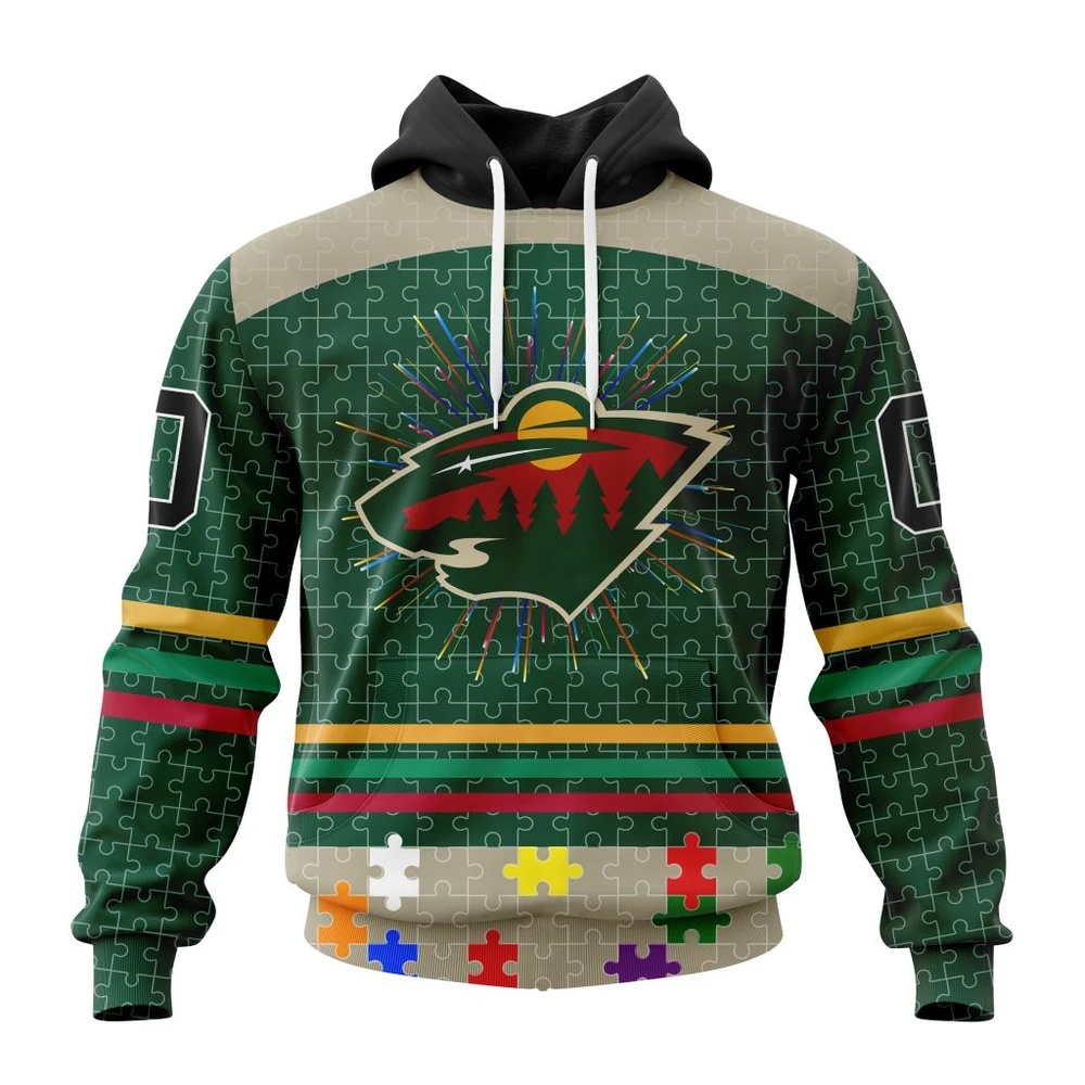 Hoodie NHL Minnesota Wild, Specialized Fearless Aganst Autism V0122 QTNHL080524A2522HD