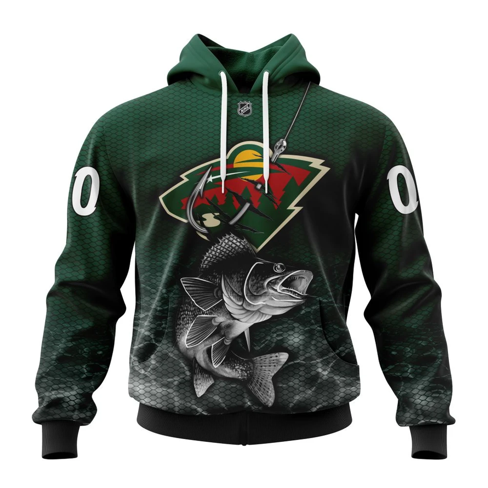 Hoodie NHL Minnesota Wild, Specialized Fishing Style St2201 QTNHL080524A425HD
