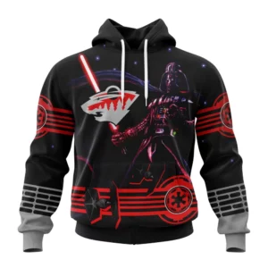 Hoodie NHL Minnesota Wild, Specialized Starwar Darth Vader Version Jersey QTNHL080524A362HD