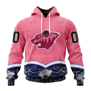 Hoodie NHL Minnesota Wild, Specialized Unisex For Hockey Fights Cancer QTNHL080524A2826HD