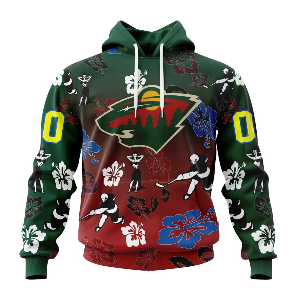 Hoodie NHL Minnesota Wild X Hawaii Specialized Design For Hawaiia V0122 QTNHL080524A3774HD