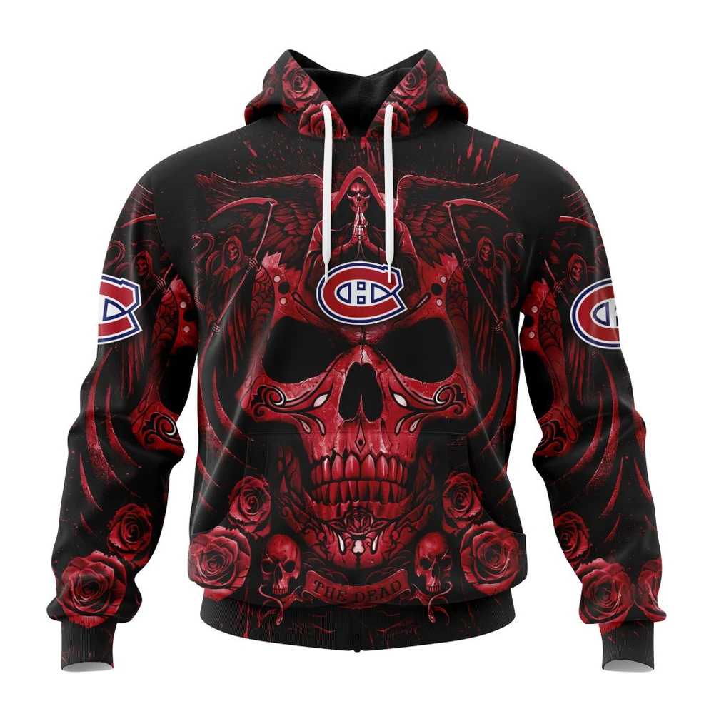 Hoodie NHL Montreal Canadiens Special Design With Skull Art St2203 QTNHL080524A348HD