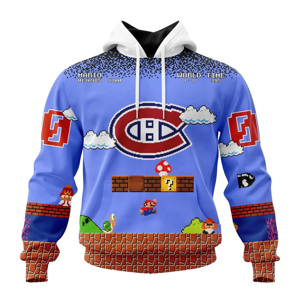 Hoodie NHL Montreal Canadiens Special Kits With Super Mario Game Design QTNHL080524A8HD