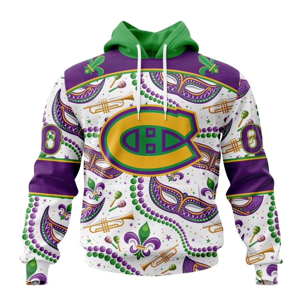 Hoodie NHL Montreal Canadiens Special Mardi Gras Design St2401 QTNHL080524A740HD