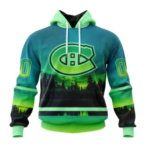 Hoodie NHL Montreal Canadiens Special Northern Lights Design St2302 QTNHL080524A1379HD