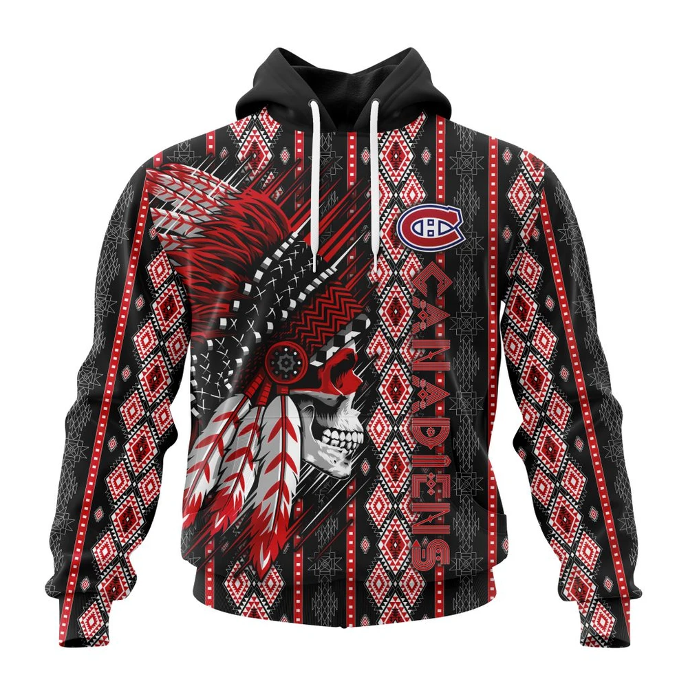 Hoodie NHL Montreal Canadiens Special Skull Native Design St2301 QTNHL080524A2114HD