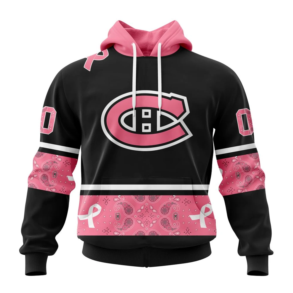 Hoodie NHL Montreal Canadiens, Specialized Design In Classic Style With Paisley! In October We Wear Pink Breast Cancer QTNHL080524A3593HD