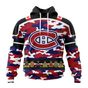 Hoodie NHL Montreal Canadiens, Specialized Design Wih Camo Team Color And Military Force Logo QTNHL080524A3536HD